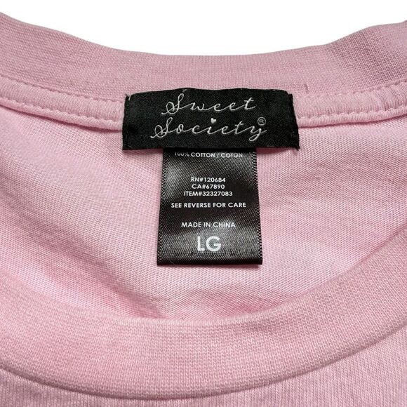 Sweet Society Skeleton Pink Stripe Twofer Long Sleeve T Shirt Trick or Treat L - Picture 9 of 14